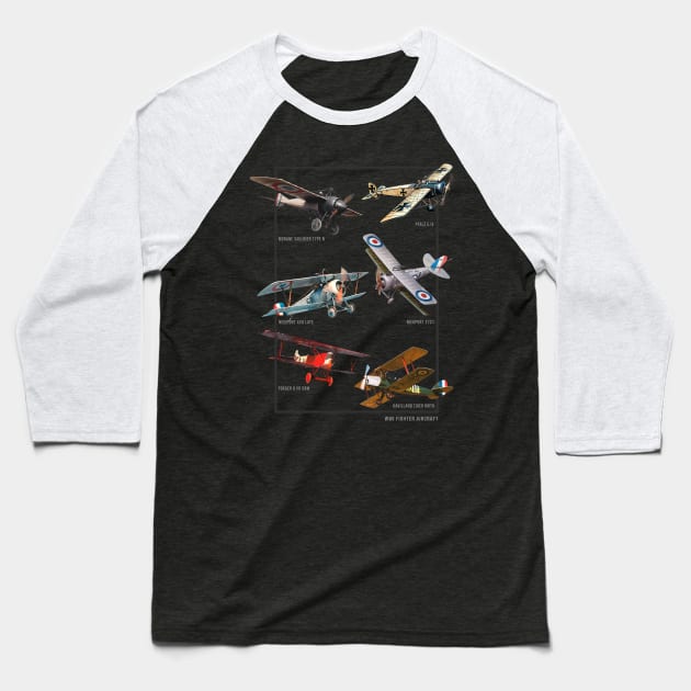 WWI Fighters Airplanes Baseball T-Shirt by Jose Luiz Filho